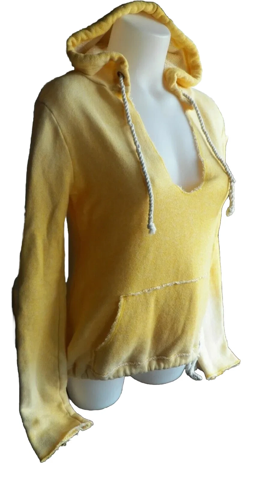 UNDERCOVER Felpa con cappuccio peluche e lussureggiante Victoria Secret piccola gialla accogliente Terry cotone sexy scollo a V