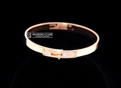 NEW HERMES 40% OFF 18K PINK ROSE GOLD KELLY BRACELET SH PAVE