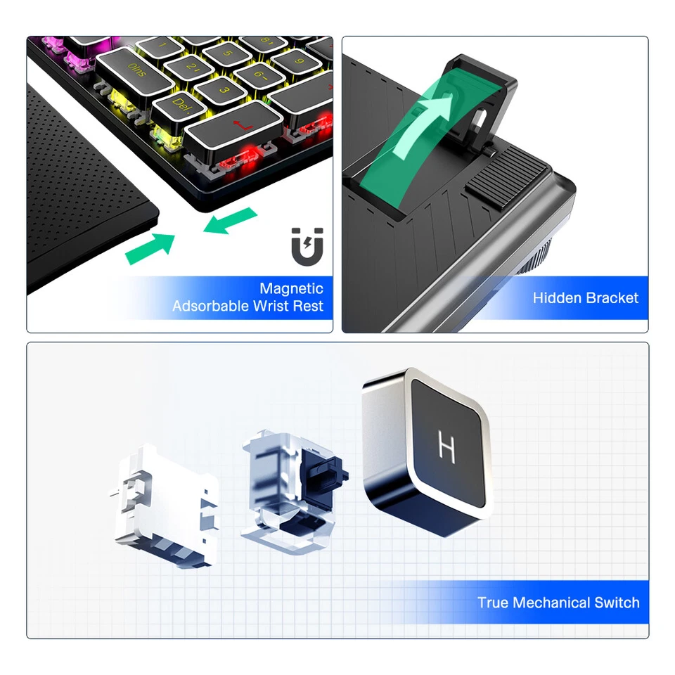 AUAL Square Punk F2088 Mechanical Keyboard 108 Keys Black Switch RGB USB Wired - Image 3 of 4