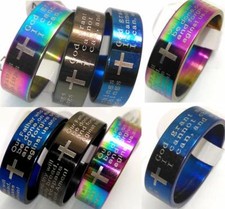 Religious Mix Lot 100 Serenity prayer Lord's prayer Jesus Stainless steel Rings