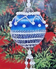 LeeWards ROYAL REGAL Blue Vintage Bead Sequin Christmas Ornament Kit Pearls