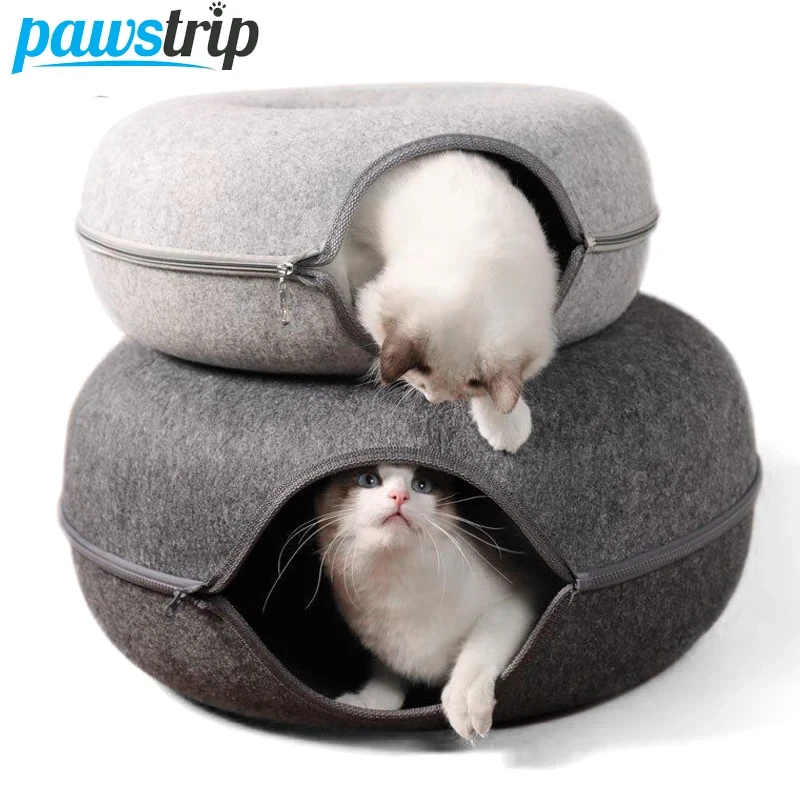 Cama para gato Donut para 2 gatos mascota gato túnel juguetes gatito casa cesta interactiva pla Foto 2 de 4