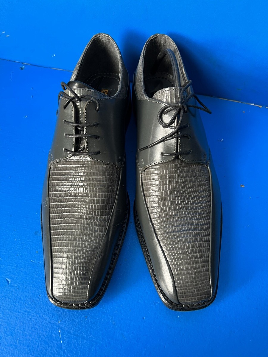 Stacy Adams Garcea Blue Leather Croc Lizard Print Oxford Cap  display picture 1