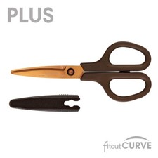 PLUS Fit Cut Curve Premium Titanium Coated Scissors Brown Made in Japan