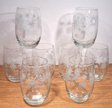 JUEGO DE OCHO (8) copas de vino sin tallo de copo de nieve brillo Cristar Mikonos