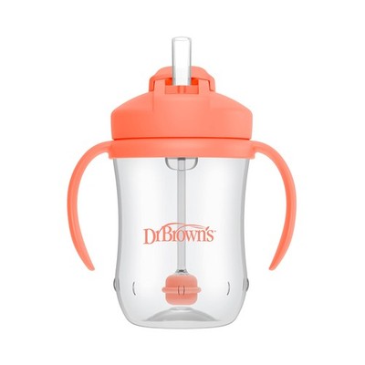 Dr. Brown's Milestones Baby's First Straw Sippy Cup, 6m+, 9oz/270ml, Coral, BPA-