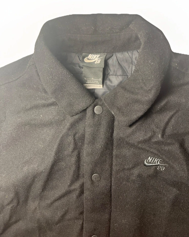 复古耐克 SB 夹克男式黑色羊毛水牛衬衫夹克溜冰 Chicano 风格 — 第 4/4 张图片