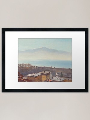 Die Dächer von Ouchy und der Genfer See gerahmtes Wandbild Poster Leinwanddruck Bild