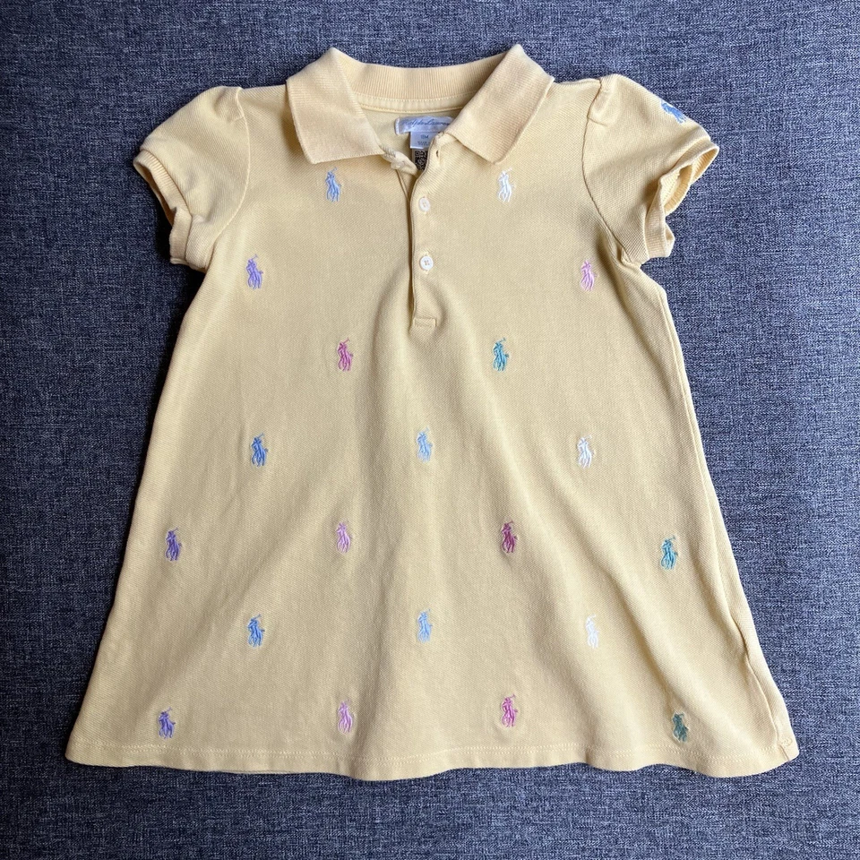 Ralph Lauren Baby Girl Polo Pony Piqué Polo Dress & Bloomer Set Yellow 18M - Image 2 of 4