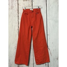 BDG Urban Outfitters High and Wide Crop Flare Jeans Pant Orange Bright Size 24