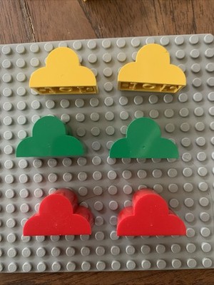 LEGO Decorative Brick, Triple Curved, Green, Yellow, Red Part # 6216, Lot Of 6