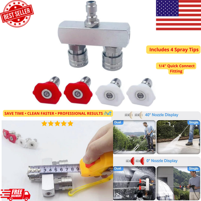 #ad Dual Nozzle Pressure Washer Attachment 5000 PSI Stainless Steel Quick Connect $32.99