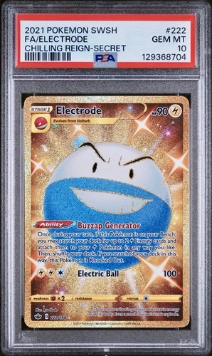 Electrode 222/198 Chilling Reign Gold Full Art PSA 10