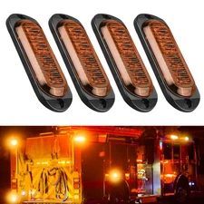 4PCs Oval Side 4LED Amber Marker Clearance Lights Indicator Lamps Universal