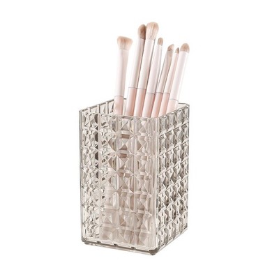 Makeup Brush Holder Organizer, Acrylic Makeup Brush Cup, Diamond Striped Make...