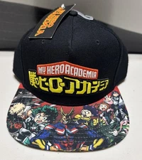 My Hero Academia Hat Cap All Over Print Characters Snap Back One Size Bioworld