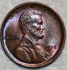 Brilliant Uncirculated 1916-P Lincoln Cent, Attractively Toned specimen.