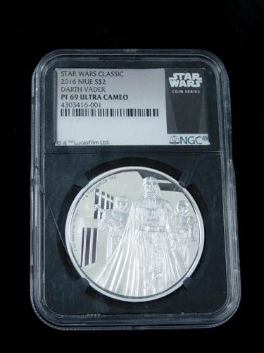 2016 $2 Niue Star Wars Darth Vader 1 oz .999 Silver Coin - NGC PR69UCAM -Cracked