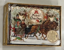 Boxed Ephemera Christmas Cards (24) Envelopes Punch Studio Boxed Mixed Rare
