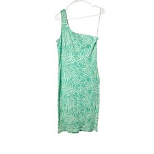 Nine West One Shoulder Bodycon Ribbed Midi Dress XL Boho Coastal Beachy