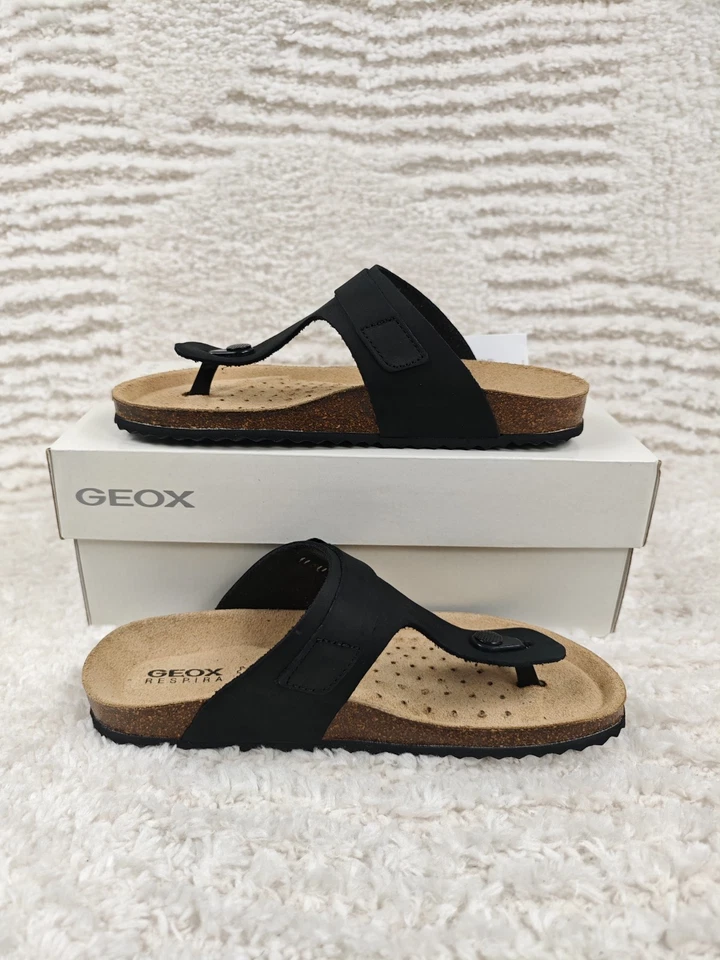 GEOX – Sandales Tongs Femme Cuir Noir – Tailles 37, 38, 39 et 40 - Photo 2/4