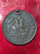 1850 BANK OF UPPER CANADA HALF PENNY COIN #486