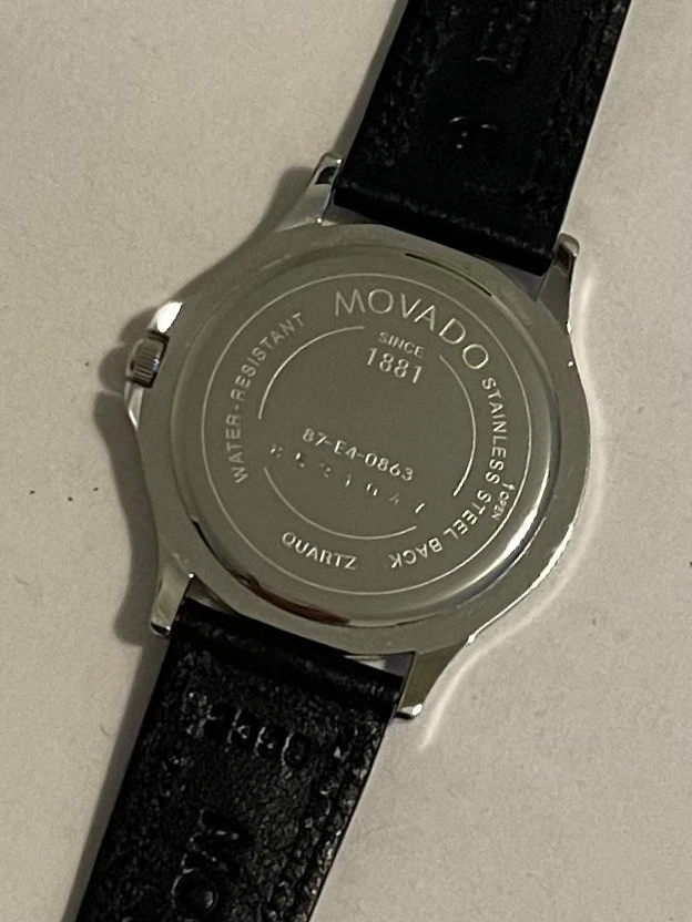 Reloj Hombre MOVADO MUSEUM 87 E4 0863 Excelente, Acero Inoxidable Negro Foto 3 de 4