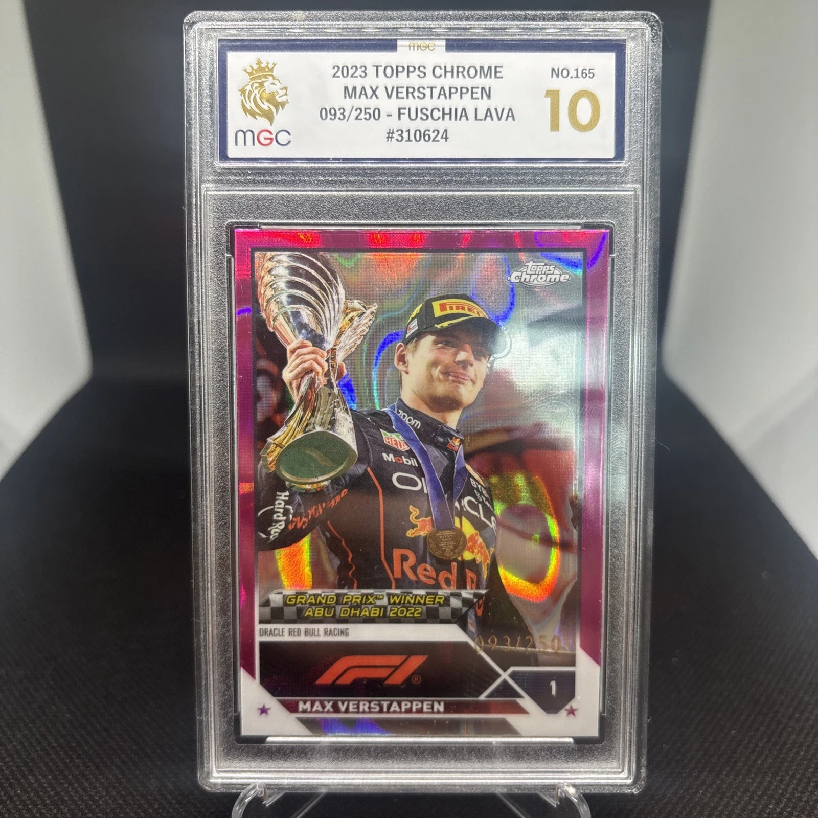 Max Verstappen /250 2023 Topps Chrome F1 Fuchsia Lava #165 Graded 10 Card