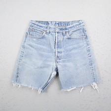 Vintage Levis Shorts Mens 30 Blue Denim 501 Button Fly Cutoff Faded Light 80s