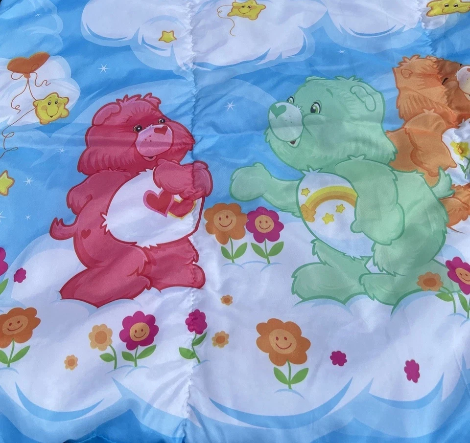 Saco de dormir Playhut Care Bears 56x56 franela cremallera dibujos animados niños Y2K 2003 de colección Foto 3 de 4