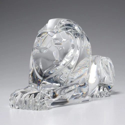 Steuben Lloyd Atkins Crystal Lion Sculpture Figurine 8.25"l