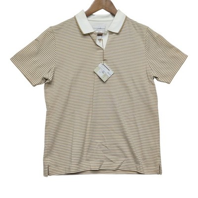 Cutter & Buck Friday Garbor Polo Shirt Womens M White Beige Striped Golf Popover