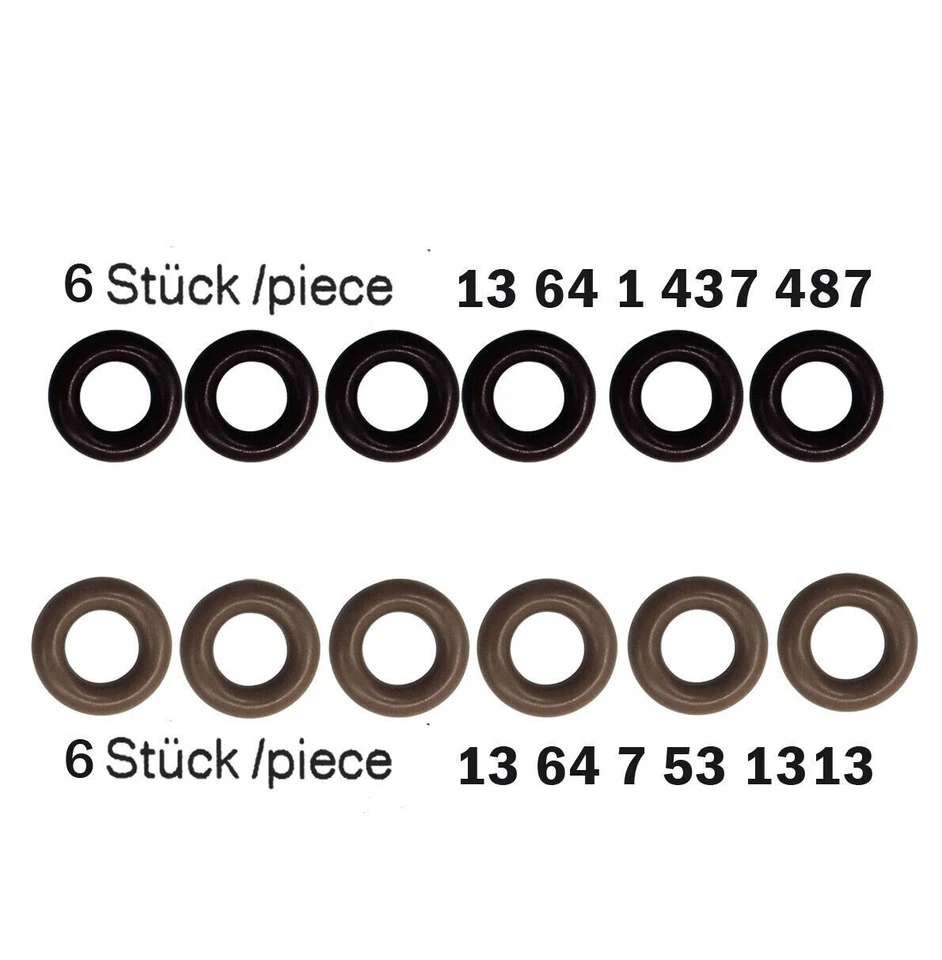 Kit de junta tórica de sello de inyector de combustible OEM superior e inferior para BMW Serie 1 3 5 X3 X5 Z Foto 2 de 4