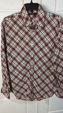 Men's SMALL, Perry Ellis Long Sleeved Shirt, Red, Black, White