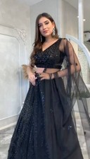 New Presenting Net Fabric Black Lehenga Choli With Dupatta For Reception Wear