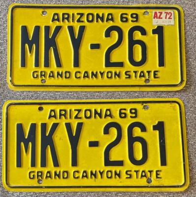 Arizona 1972 License Plate PAIR - MKY-261