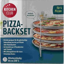 Kitchen Club Pizza Backset Pizzableche Antihaft Küchenzubehör für 4 Pizzen NEU
