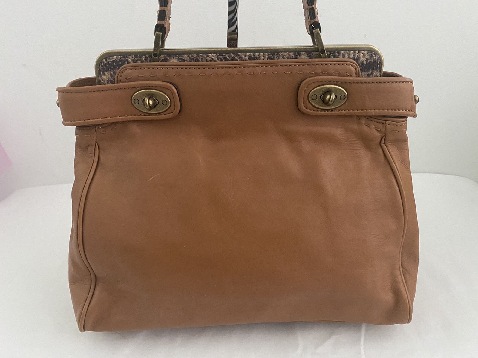 TABOLTS LIGHT BROWN LEATHER PYTHON PRINT DETAILS … - image 2