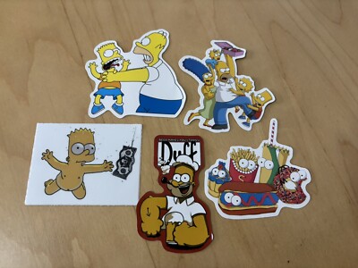 5 PCS SIMPSONS VINYL STICKER Decal Naked Bart Homer Beer Duff Lisa