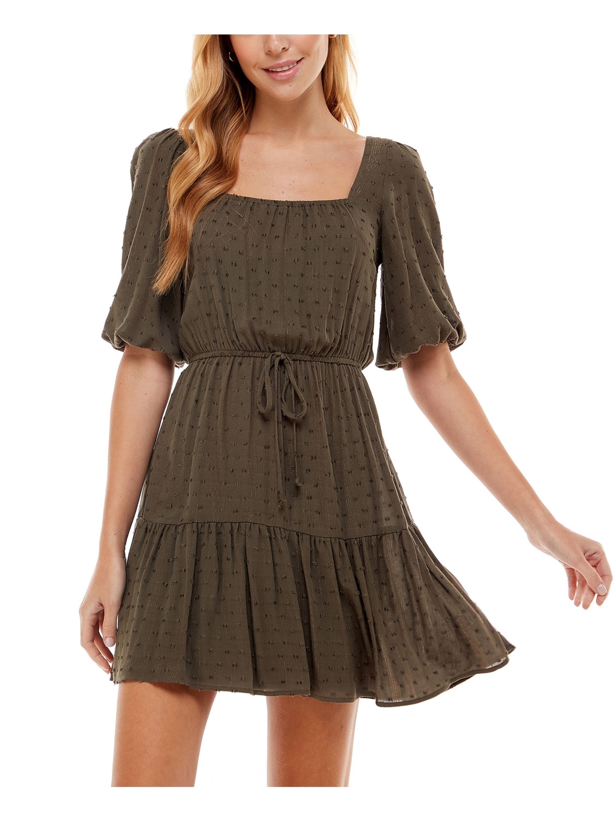 Женское платье CITY STUDIO с завязками на талии, подолом до локтя, коротким рукавом + расклешенное платье