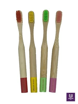 THE URBAN COMPANY Bamboo Toothbrush Kids Toddler Eco Biodegradable Medium Bristles Zero Waste