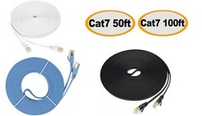 Cat7 RJ45 Ethernet Flat Patch Network LAN Shielded Internet Cable 50ft 100ft US