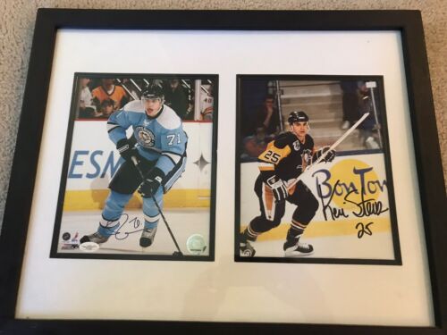EVGENY MALKIN SIGNIERT JSA zertifiziert Auto + KEVIN STEPHENS GERAHMT 18""x22"" PINGUINE