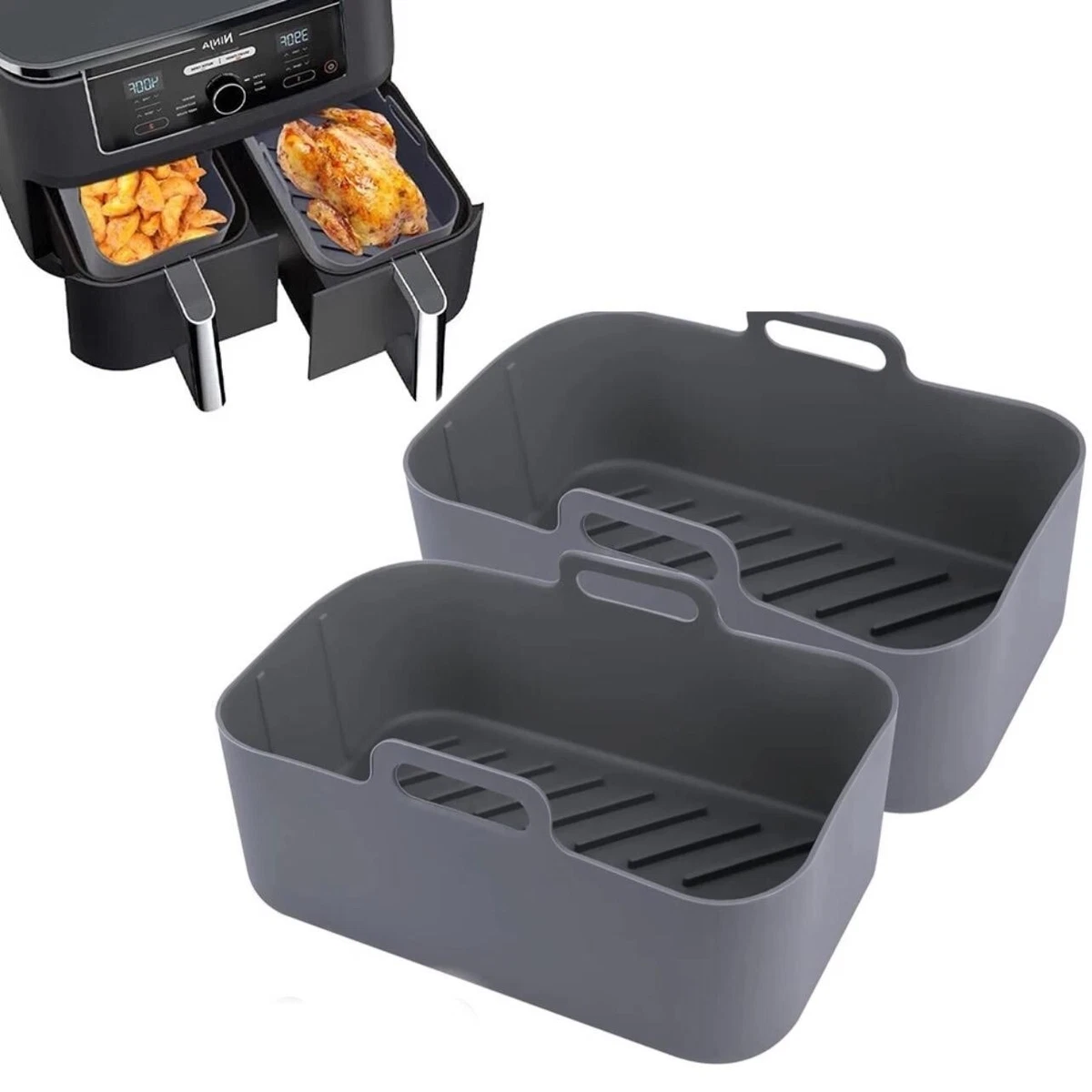 X2 Silikon Luft Friteuse Einlagen Ninja Premium Dual Wiederverwendbar Antihaft Korb Einsatz