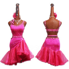 Latin Dance Competition Dress Performing Adult Red Matador Skirt Split Skirtes