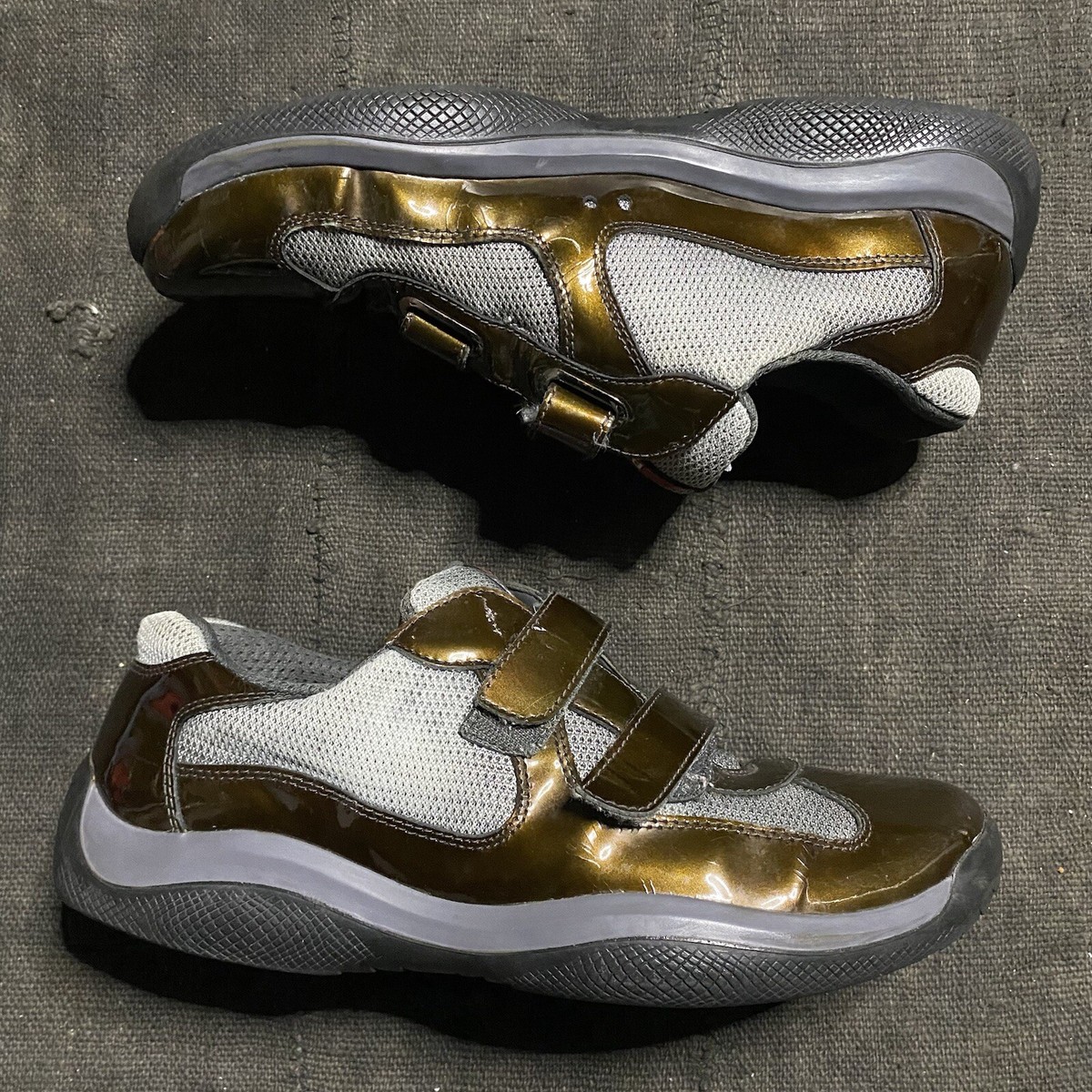 Prada America's Cup Sneakers Us 10 Brown Silver Patent Prada America's Cup Sneakers Us 10 Brown Silver Patent