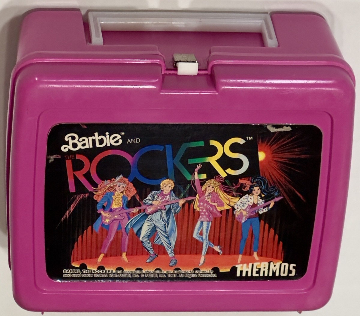 Vintage BARBIE The ROCKERS THERMOS Lunch Box with Thermos 1987