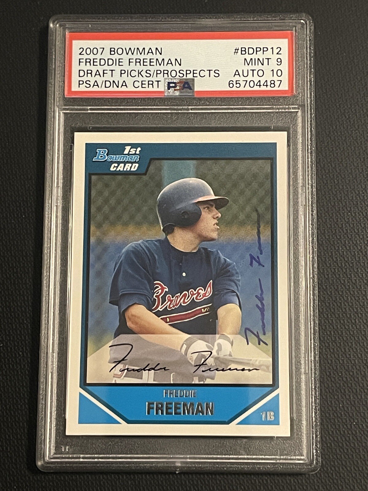 Freddie Freeman Autographed Signed Atlanta Braves Auto 2007 1st Bowman PSA 9 Gem Mint 10 Auto 