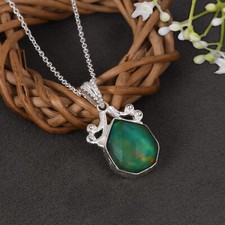 Designer Pendent Sterling Silver Elegant Aurora Opal Necklace Gift For Birthday