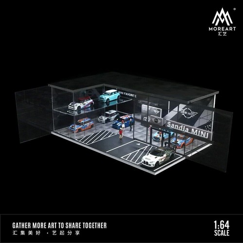 Diorama 1:64 Car Garage Model LED City Car Showroom Scene Display Building Model - Picture 54 of 102